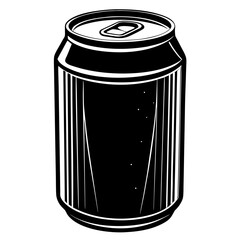 A striking black and white silhouette of a soda can with a pulltab lid and textured
