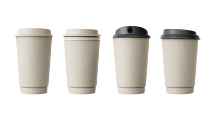 Steaming hot coffee in disposable cups, a quick and convenient caffeine fix for busy mornings.