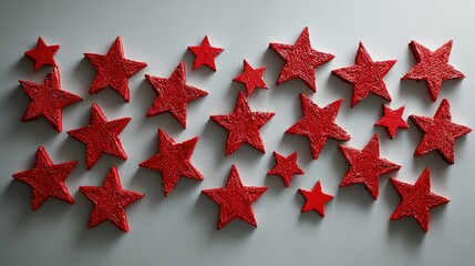 Red stars arranged on a light gray background.