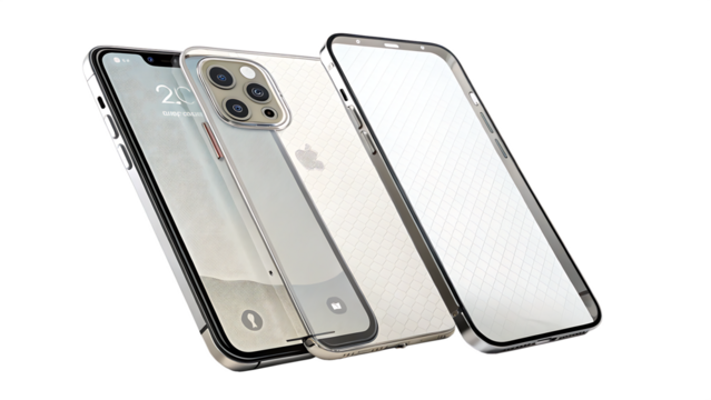 Realistic models smartphone with transparent screen isolated on white background PNG. AI GENERATED. - Powered by Adobe