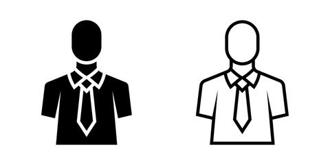 Man icon set. Simple Line Art Businessman with Tie Symbol Illustration Graphic