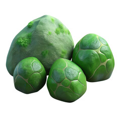 Naklejka premium Stock image of green dragon eggs with mossy rock for fantasy game asset design and illustration art