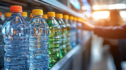 Bottled Water on Supermarket Shelf
