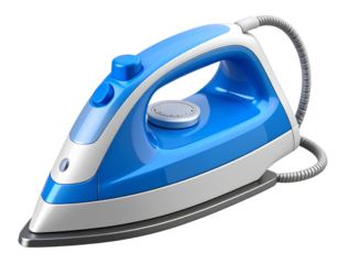 3D Isometric Steam Iron with Power Cord PNG