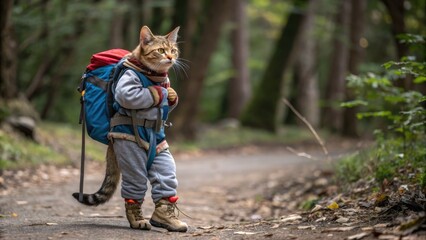 Obraz premium Nature-loving cat on the road