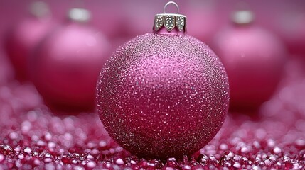 Pink Christmas Ornament Close-Up Sparkle