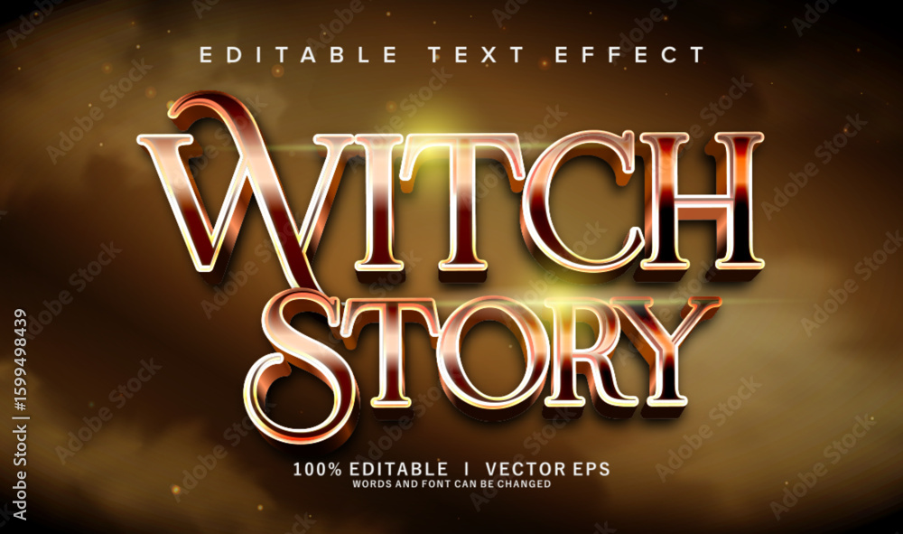 Poster witch story vector text effect with modern style design