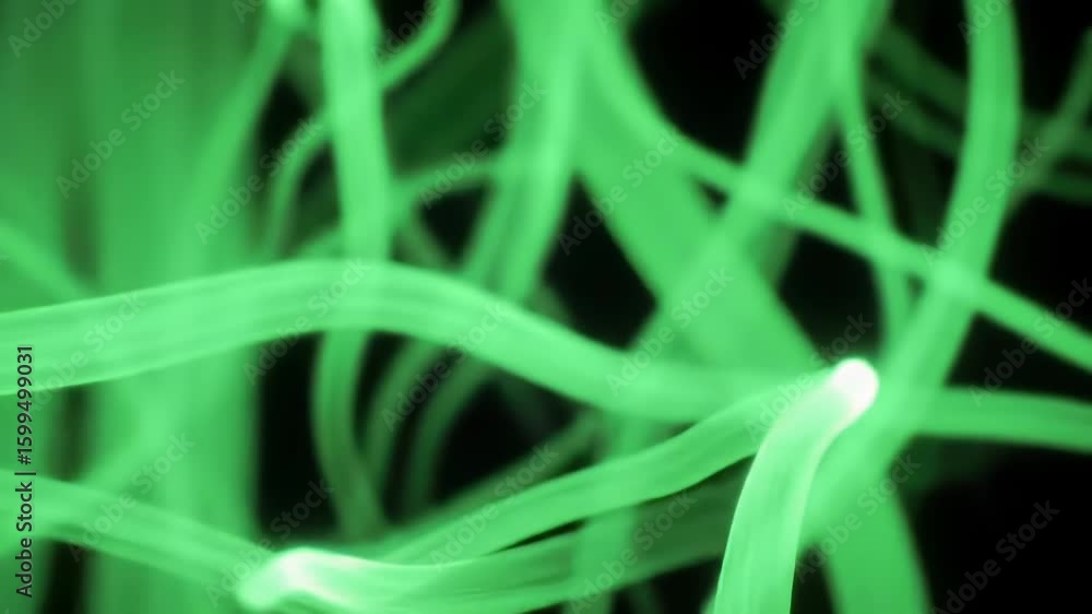 Poster abstract green light strands create a complex and mesmerizing network backdrop effect over the