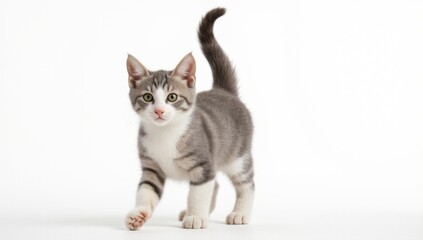 Obraz premium Cute cat on white background