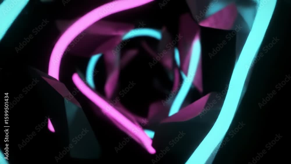 Poster abstract tunnel with neon lights and geometric shapes, creating a modern and futuristic visual