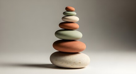 Stacked Rocks in Perfect Balance Against a Sunset Sky


