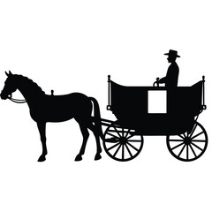 Horse drawn carriage with driver silhouette