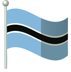Botswana National Flag with Blue and Black Stripes
