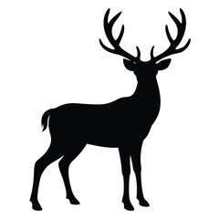 Majestic stag silhouette standing alert deer black