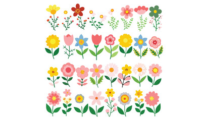 Cute Smiley Face Flower Vector Bundle