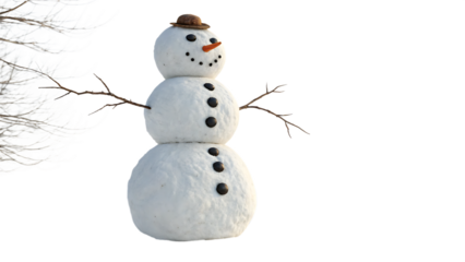 3D snowman isolated on white background PNG. AI GENERATED.