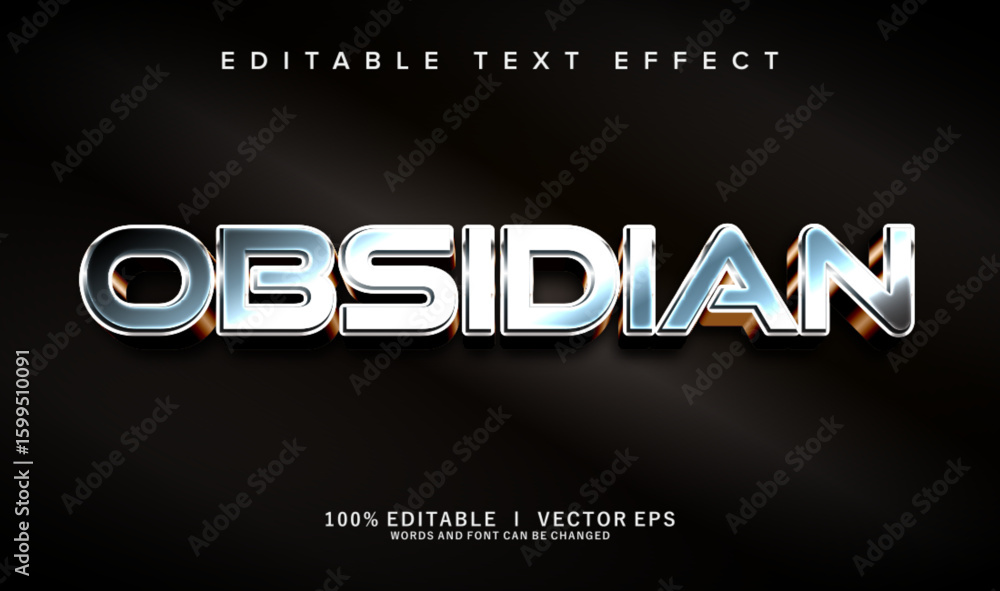 Poster obsidian vector text effect with modern style design