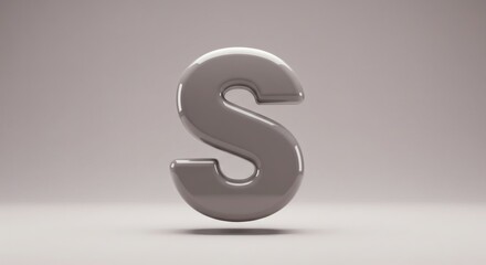 Glossy 3D Letter S with Soft Shadows on Minimal Gradient Background – High-Detail Modern Typography for Logo Design and Decorative Branding Elements