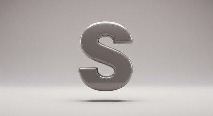 Glossy 3D Letter S with Soft Shadows on Minimal Gradient Background – High-Detail Modern Typography for Logo Design and Decorative Branding Elements
