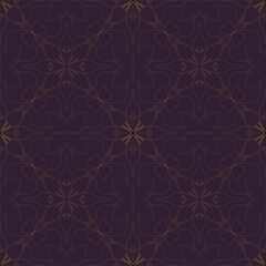 Luxury Geometric Floral Gold Line Pattern on Navy Blue Background – Seamless Vector Design for Wallpaper, Tiles, and Fabric