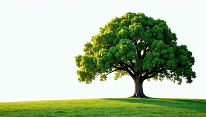 Single majestic oak tree dominates the empty space, isolation, oak tree