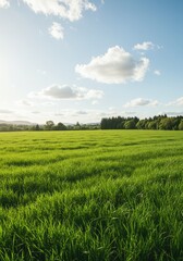 Obraz premium Vast Green Field Under a Sunny Sky