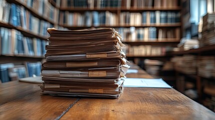 Mehrere Papierdokumente gestapelt auf Holzschreibtisch als Symbol fÃ?Â¼r BÃ?Â¼roarbeit, Archivierung oder Buchhaltung