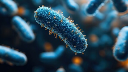 Microscopic probiotic bacteria view with magnified healthy organisms, gut flora, and scientific microbiome study