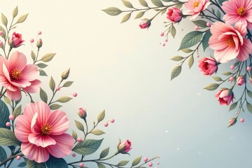 Subtle floral motifs repeat across a soft, muted background , subtle, retro, textile