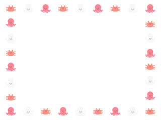 4:3 ゆるかわなイカタコカニさんフレーム⭐︎PNG