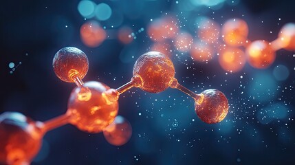 Molecular structure scientific concept with atoms, bonds, and 3D visualization of chemical or biological model