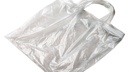 Plastic transparent cellophane bag isolated on white background PNG. AI GENERATED.