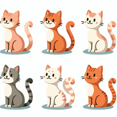 A cheerful cat sitting with curved tail