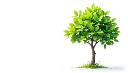 Young tree, delicate leaves, isolated on white , image, botanical