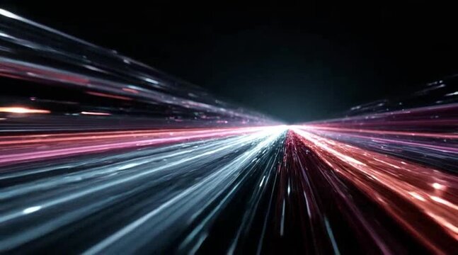 Futuristic Light Speed: Red and Blue Streaks of Motion