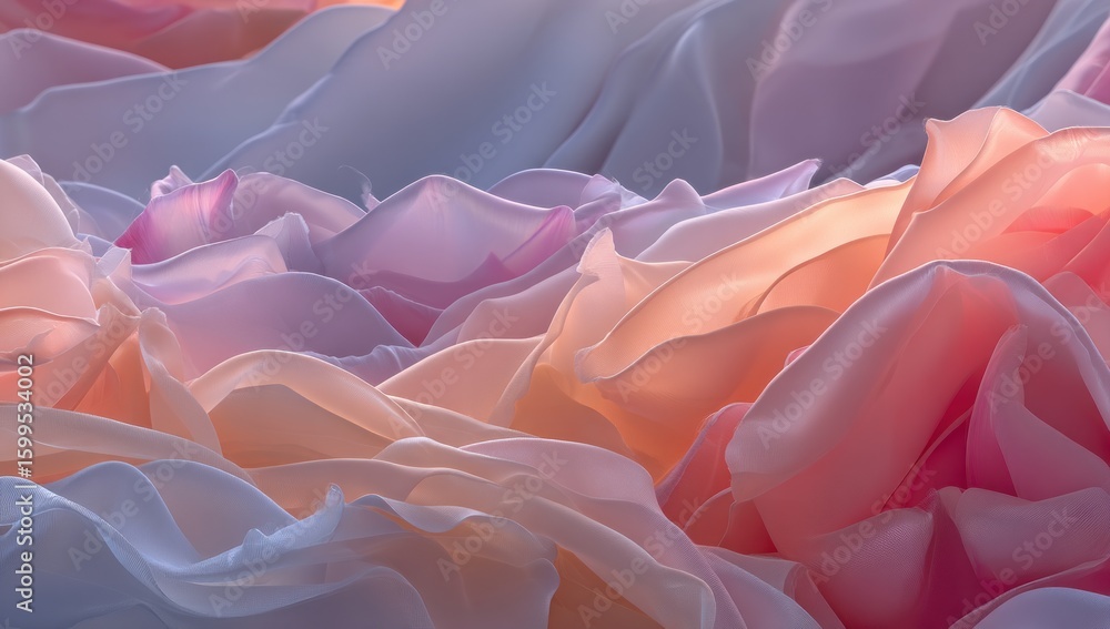 Poster close-up view of draped fabric with a gradient of soft pastel colors.