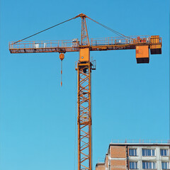 Crane atop building.