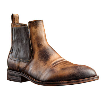 Elevate your style with vintage brown leather chelsea boot on sleek transparent background