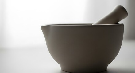 Elegant mortar and pestle, a culinary tool for grinding spices and herbs
