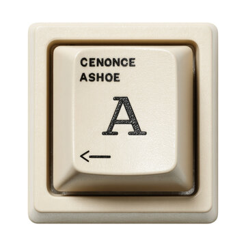 Close-up of a Vintage Beige Keyboard Key with "A"