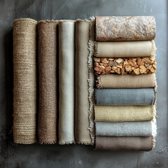 A stack of different colored linens.