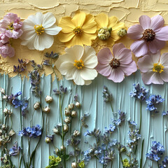 Bunch of flowers on a wall.