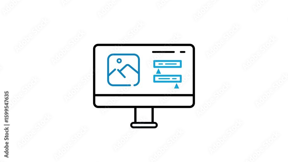 Aufkleber image editing icon on monitor screen animation .image editing icon, video editing on computer screen