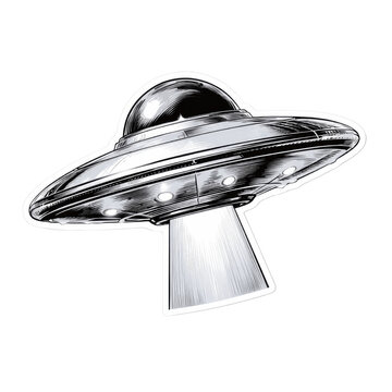 Retro Style Flying Saucer Illustration - Vintage