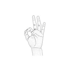 Fototapeta premium Hand Gesturing OK Sign - Minimalist Line Art