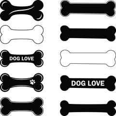 Dog Bone Silhouettes and Outlines, Dog Bone Svg Vector illustration
