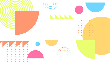 Pastel geometric shapes and patterns on white, ideal for backgrounds, wrapping paper, or stationery design in soft color palettes.