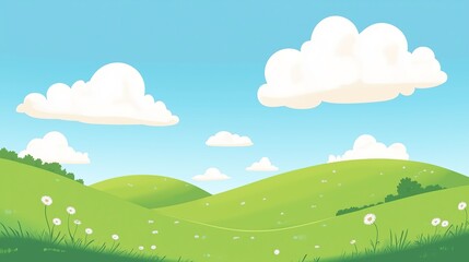 Fototapeta premium Healing Hand - drawn Pastoral Scenery, for Children's Picture Book Illustrations, Courseware Background Material, Healing Social Media Posts