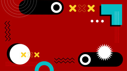 Obraz premium Red geometric shapes on vibrant background, perfect for modern graphic design projects, web banners, and social media posts. Bold and abstract.