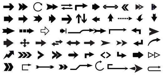 Arrows set. Arrow icon collection. Set different arrows or web design. Arrow flat style isolated on white background - stock vector